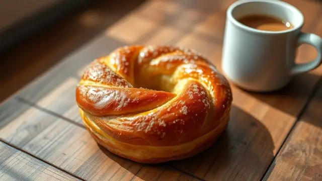 Un kouign amann parfaitement doré avec une texture caramélisée, prêt à être dégusté.