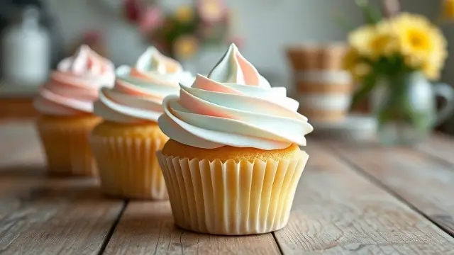 Cupcakes à la vanille décorés avec un glaçage pastel