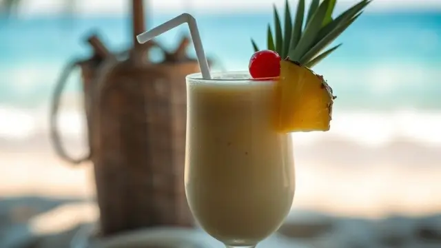 Classic Pina Colada cocktail with pineapple slice and cherry, showcasing the true Pina Colada recipe.