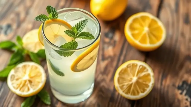 Image de citronnade maison avec des tranches de citron et de la menthe, représentant la recette citronnade idéale.