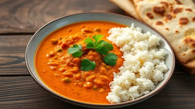 Recette dahl lentilles corail avec du riz basmati et naan
