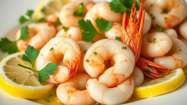 Scampis cuits dans une sauce à l'ail et au beurre avec des herbes fraîches.