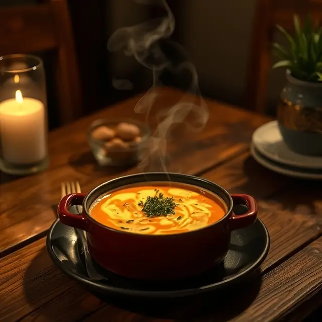 Recette de pintade en cocotte servie dans une cocotte en fonte, avec une ambiance chaleureuse et moody.