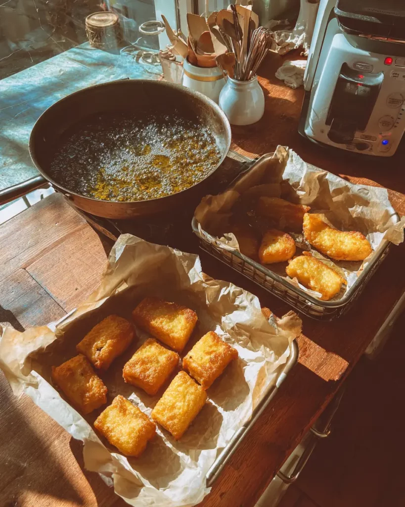 Trois méthodes de cuisson des panisses : friture, four et air fryer.