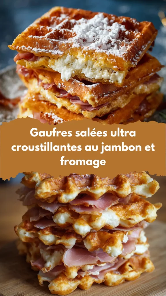 Gaufres salées ultra croustillantes au jambon et fromage