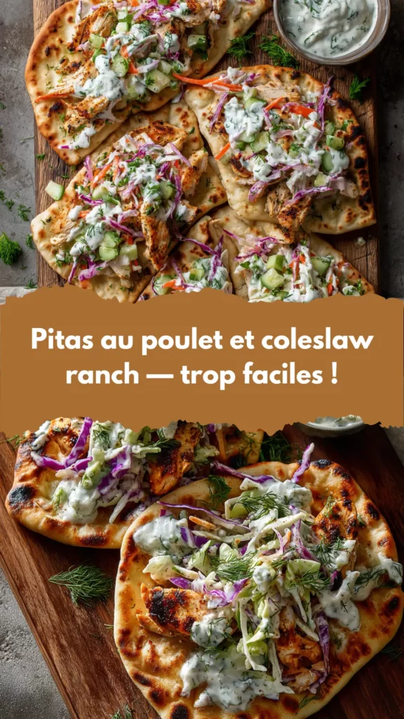 Pitas au poulet et coleslaw ranch — trop faciles !