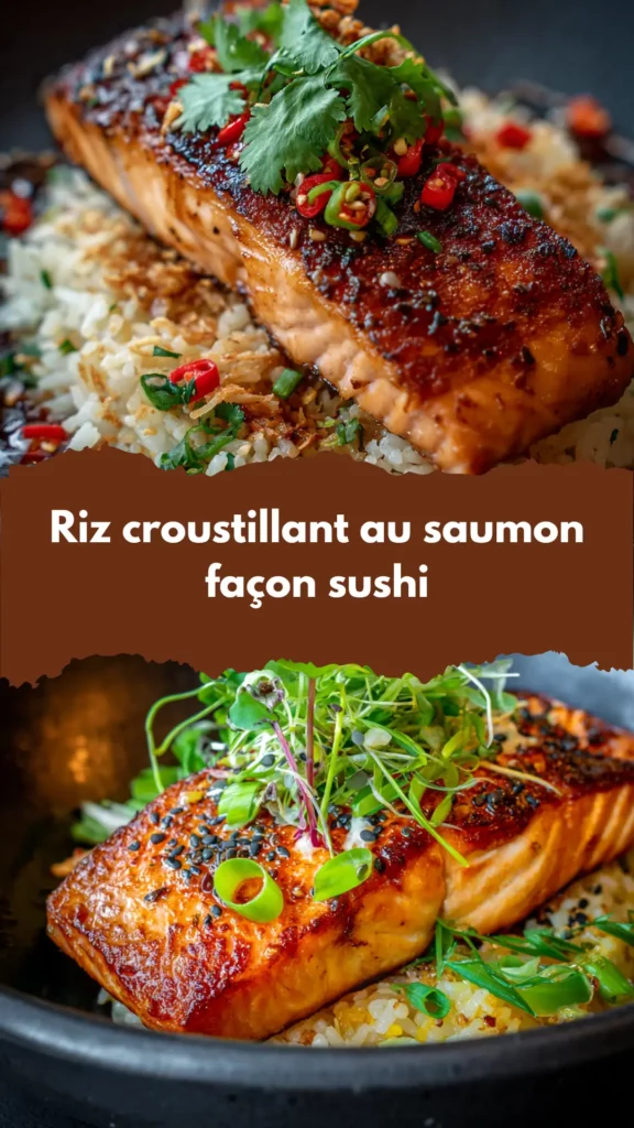 Riz croustillant au saumon façon sushi