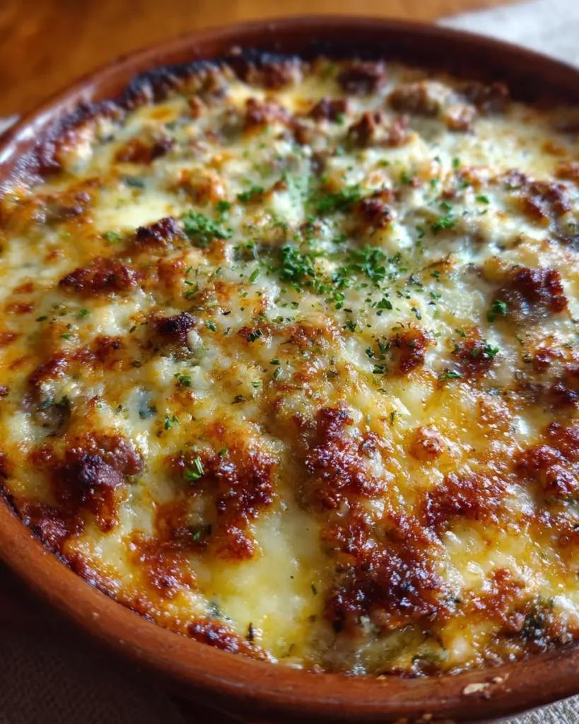Gratin de blettes aux saucisses doré au four