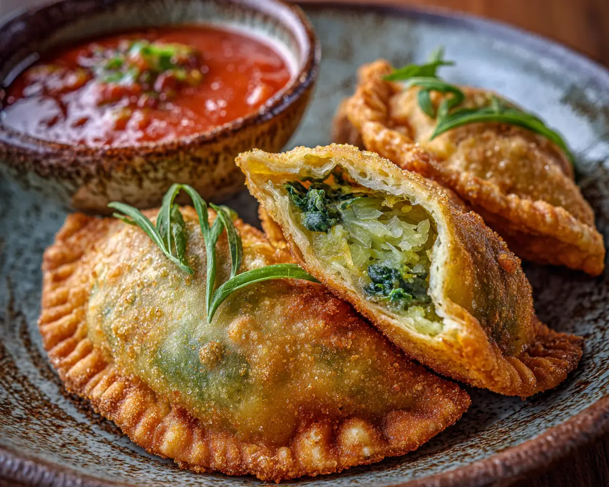 Ravioli frits croustillants farcis aux feuilles de blettes