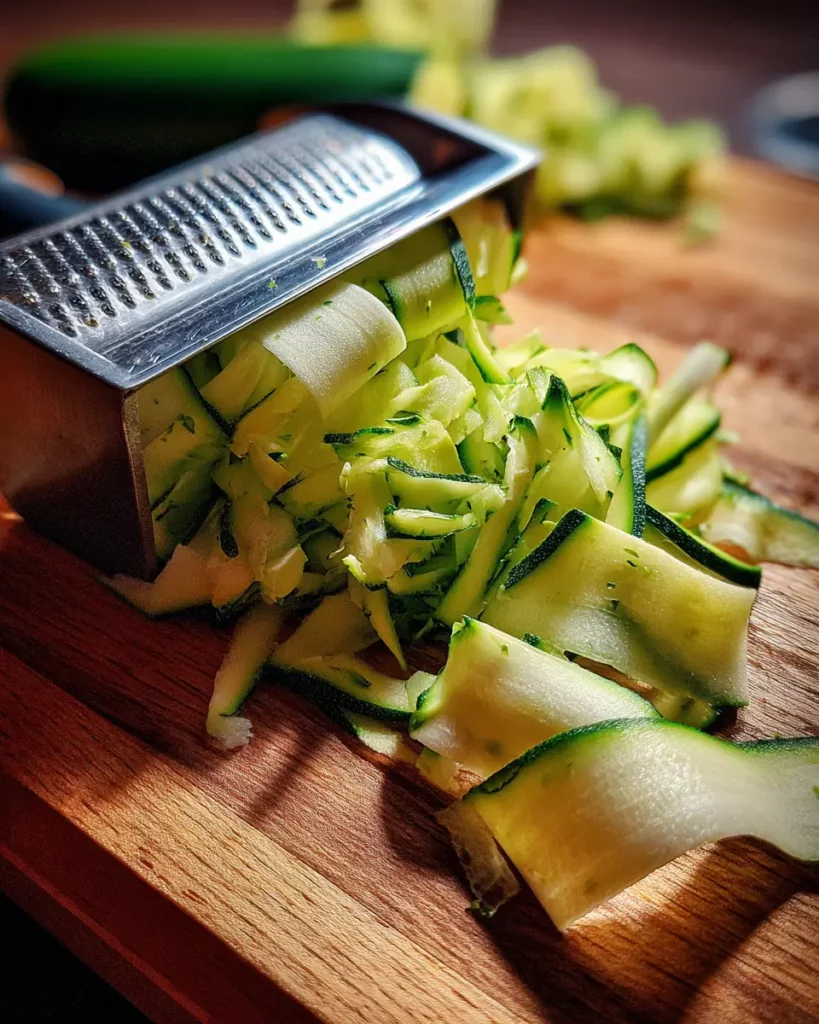 rubans de courgette en préparation