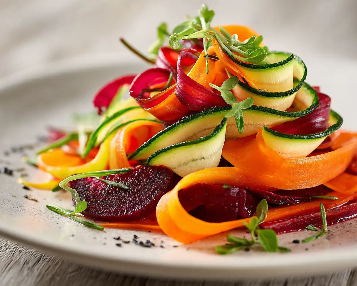 salade de rubans colorée avec courgettes et carottes